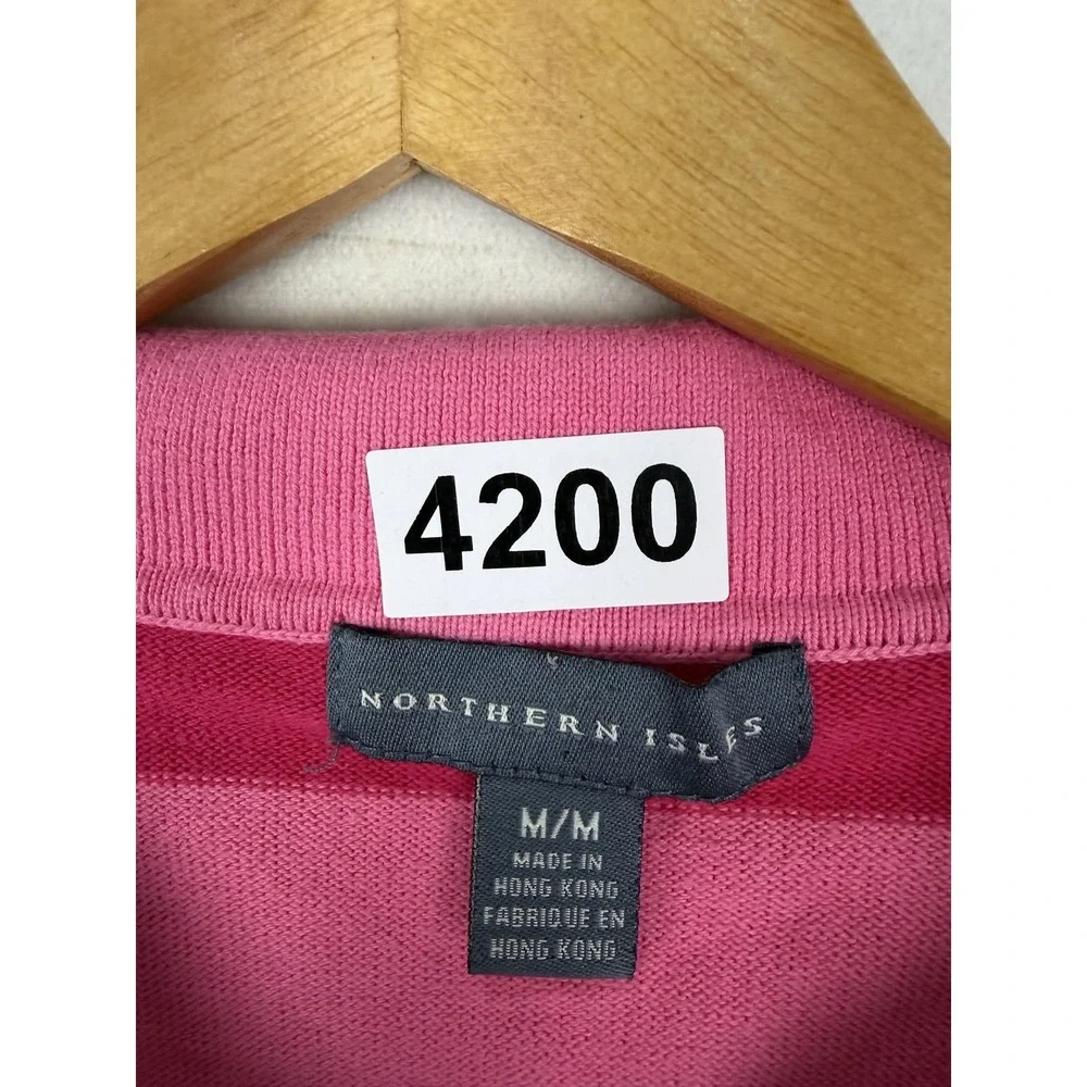 Vintage Northern Isles Shirt Womens Medium Rainbow Stripe Sleeveless Polo 90s - Picture 3 of 7
